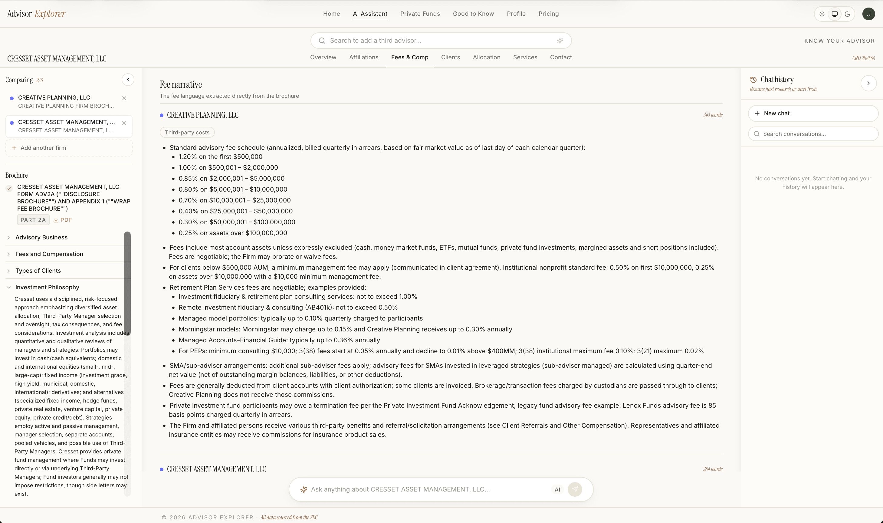 Advisor research workspace preview